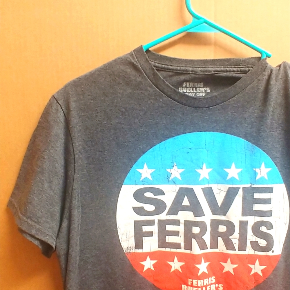 Ferris Bueller's Day Off SAVE FERRIS T Tee Shirt Grey Unisex Mens MEDIUM M